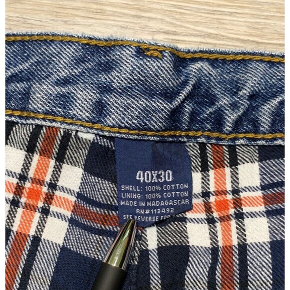 Full Blue Mens Jeans 40x30 Relaxed Fit Flannel Lined 100% Cotton Denim Straight - Picture 7 of 15